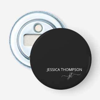 Personalized Modern Black Monogram Name Bottle Opener