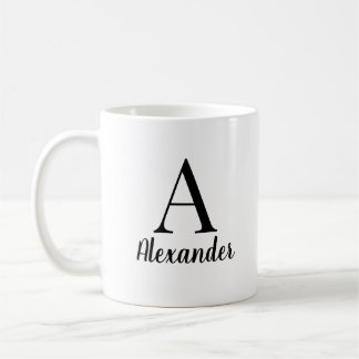 Personalized Modern Black Monogram Name Coffee Mug