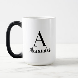 Personalized Modern Black Monogram Name Magic Mug