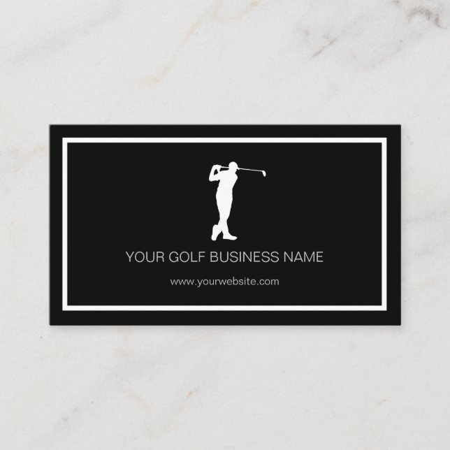 Personalized Modern Black Professional Golf Busine Business Card (Front)