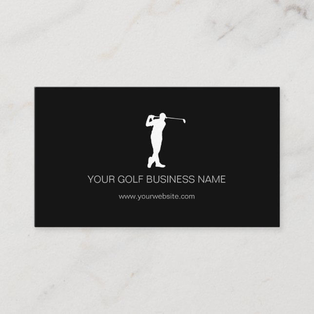 Personalized Modern Black Professional Golf Business Card (Front)