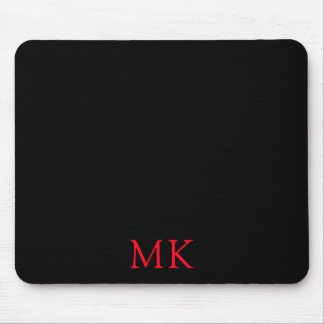 Personalized Modern Black Red Monogram Initials Mouse Pad