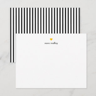 Personalized Modern Black Stripes Heart Card