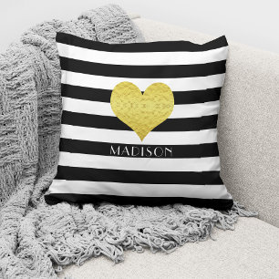 Personalized Modern Black Stripes     Throw Pillow