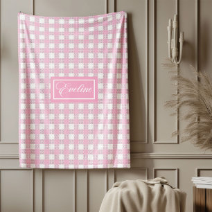 Personalized Modern Blanket Soft Pink Plaid Touch