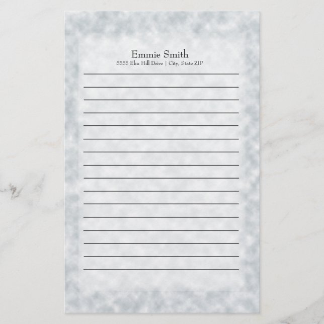 Personalized Modern Blue and White Stationery (Front)