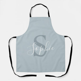 Personalized Modern Blue Family Name Monogram Apron