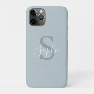 Personalized Modern Blue Family Name Monogram iPhone 11 Pro Case