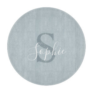 Personalized Modern Blue Family Name Monogram Cutting Board