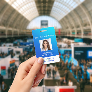 Personalized Modern Blue Gradient Custom Photo ID Badge