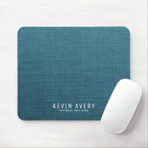 Personalized modern Blue Linen Texture Mouse Pad