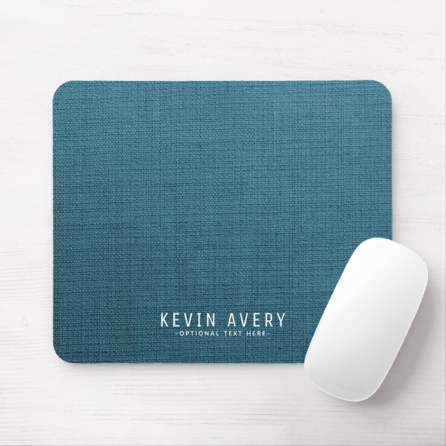 Personalized modern Blue Linen Texture Mouse Pad (With Mouse)