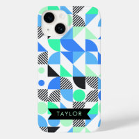 Personalized Modern Blue Mint Geometric