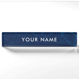 Personalized Modern Blue Tech Professional Nameplate
