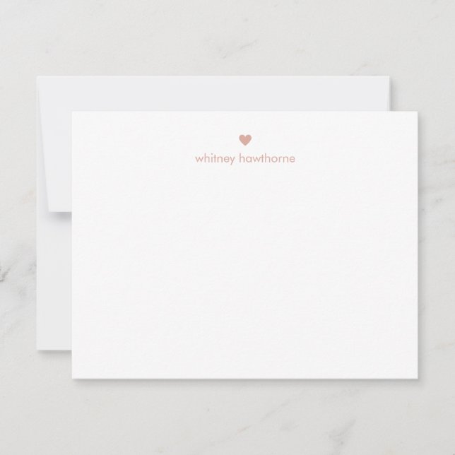 Personalized Modern Blush Pink Heart Card (Front)