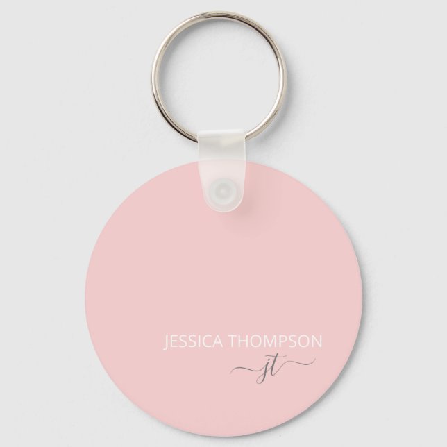 Personalized Modern Blush Pink Monogram Name  Keychain (Front)