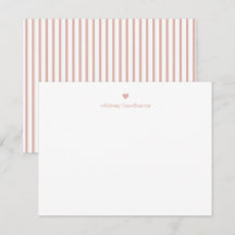 Personalized Modern Blush Pink Stripes & Heart