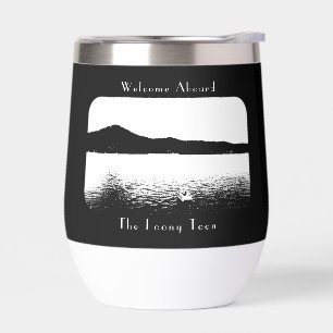 Personalized Modern Boat Decor Black White Pontoon