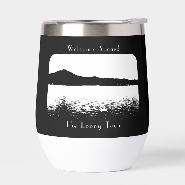 Personalized Modern Boat Decor Black White Pontoon (Left)