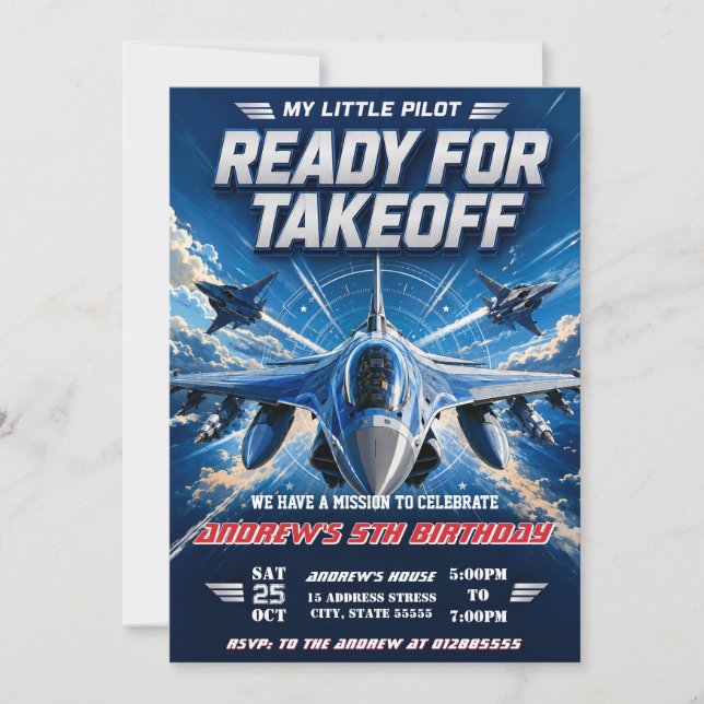 Personalized modern boy Air force Birthday  Invitation (Front)
