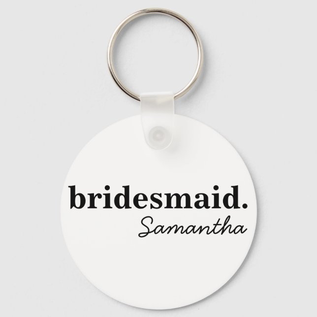 Personalized Modern Bridal Shower Bridesmaid Keychain (Front)