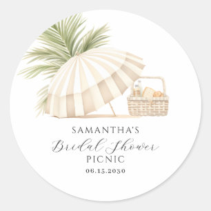 Personalized Modern Bridal Shower Picnic  Classic Round Sticker