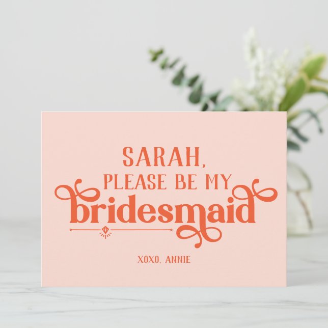 Personalized Modern Bridesmaid Proposal Card (Standing Front)