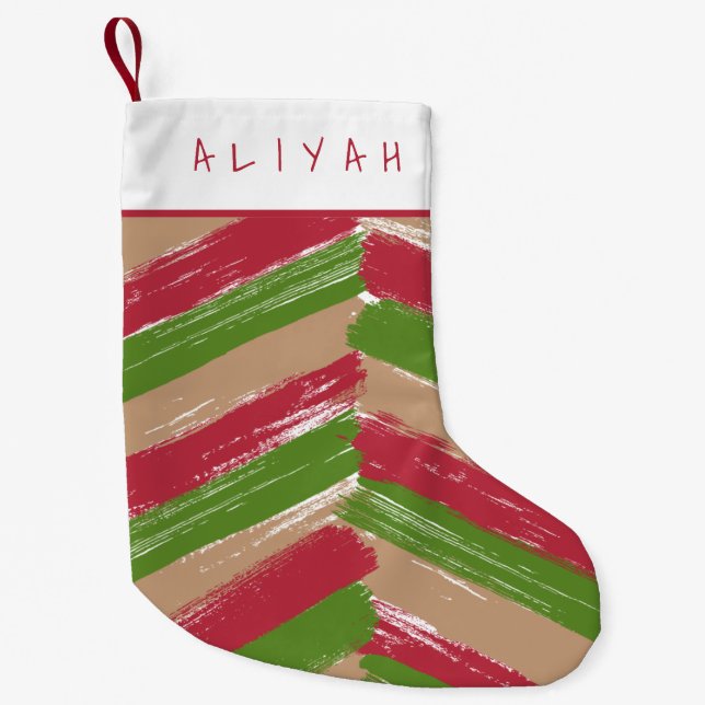 Personalized Modern Brush Strokes Small Christmas Stocking (Front)