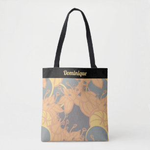 Personalized Modern Bud & Flower Pattern Tote Bag