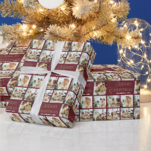 Personalized Modern Calligraphy Christmas Photo Wrapping Paper