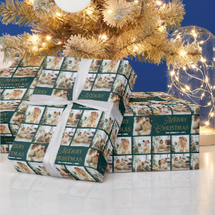 Personalized Modern Calligraphy Christmas Photo Wrapping Paper
