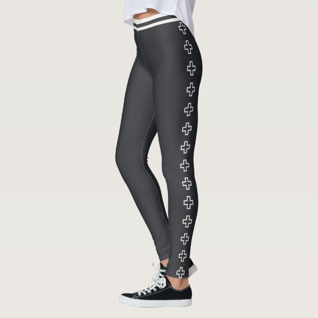 Personalized Modern Caviar Neutral Cross Pattern Leggings (Left)