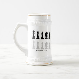 Personalized Modern Chess Piece Game Beer Stein