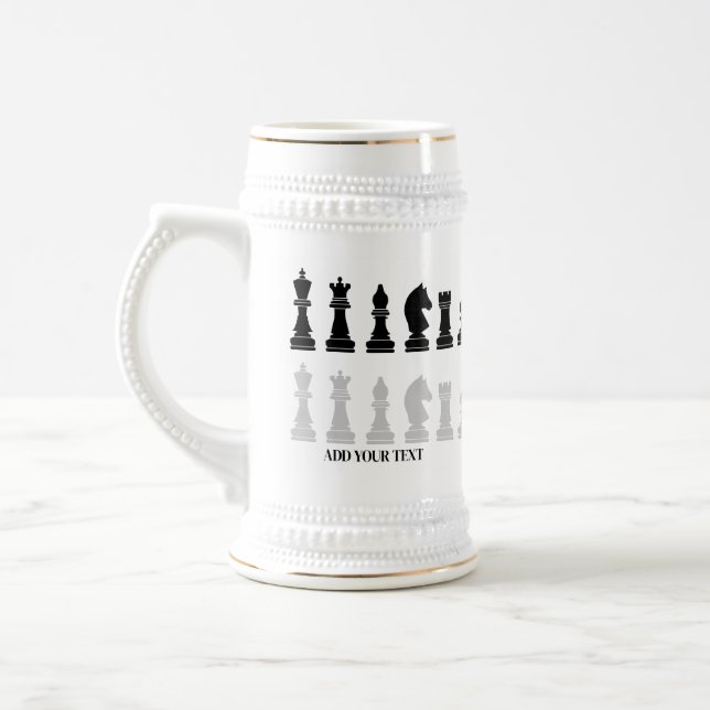 Personalized Modern Chess Piece Game  Beer Stein (Left)