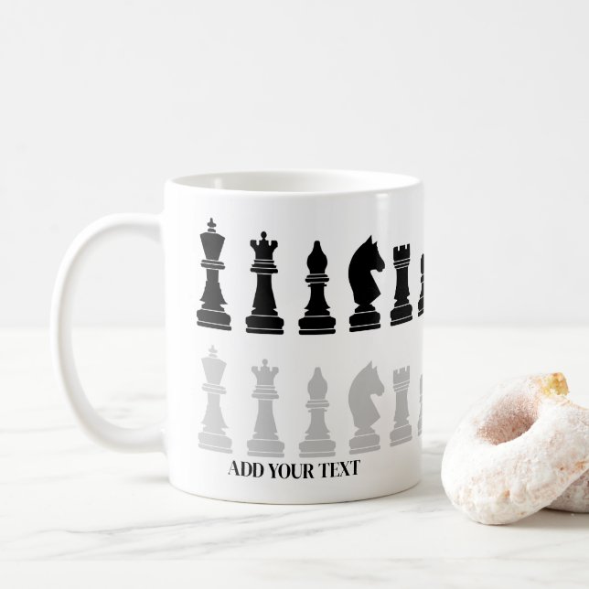 Personalized Modern Chess Piece Game  Coffee Mug (With Donut)