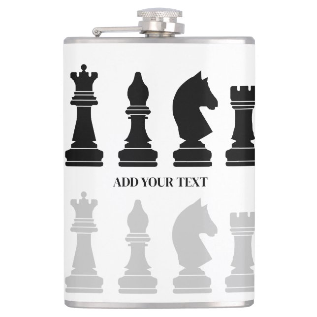 Personalized Modern Chess Piece Game  Hip Flask (Front)