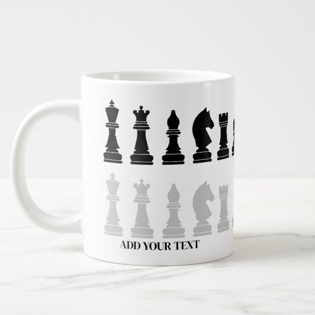 Personalized Modern Chess Piece Game  Large Coffee Mug (Left)