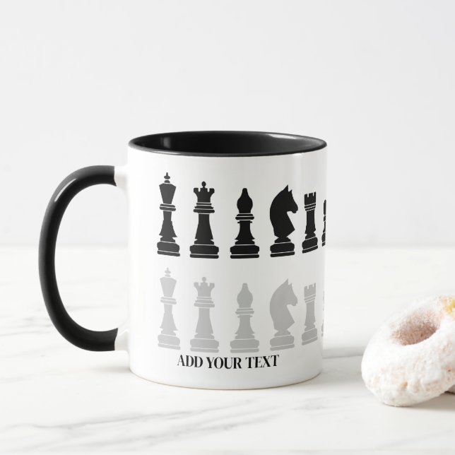 Personalized Modern Chess Piece Game  Mug (With Donut)