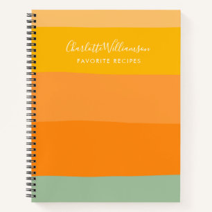 Personalized Modern Chic Stripes Family Recipe  Notebook
