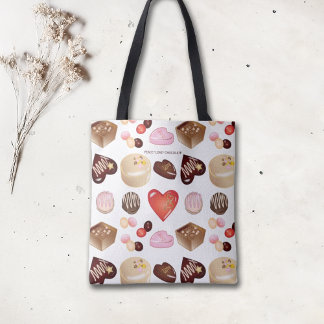Personalized Modern Chocolate Candy Heart Tote Bag