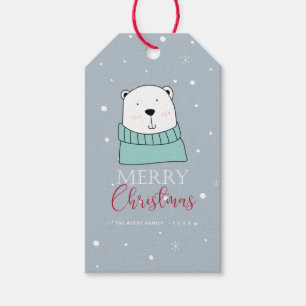 Personalized Modern Christmas Bear Gift Tags