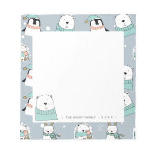 Personalized Modern Christmas Cute Animals Notepad