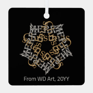 Personalized Modern Christmas Gold Silver Star Art Metal Ornament