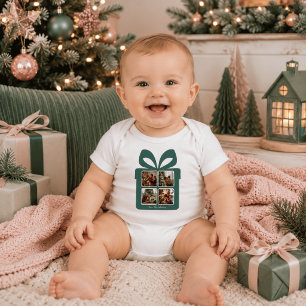 Personalized Modern Christmas My First Christmas Baby Bodysuit
