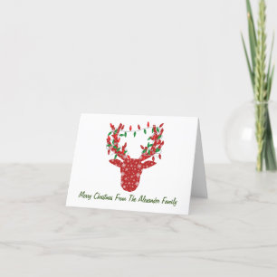 Personalized Modern Christmas Reindeer Lights Card