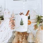 Personalized Modern Christmas Tree Hot Cocoa Mug<br><div class="desc">This is a modern minimalist holiday mug template featuring a beautiful watercolor evergreen tree and an elegant calligraphy font . The colour of the Christmas tree is not editable, and the wording in the gold calligraphy font is not editable (but the colour can be changed!) // For matching items, please...</div>