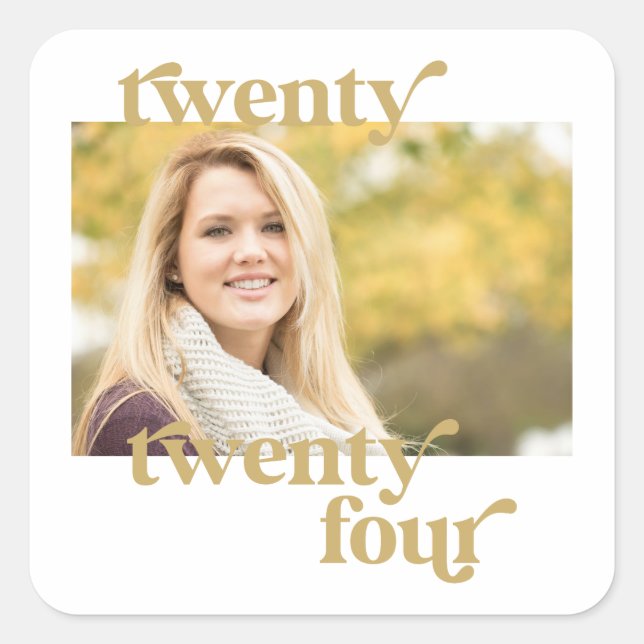 Personalized Modern Class of 2024 Photo Graduation Square Sticker (Front)