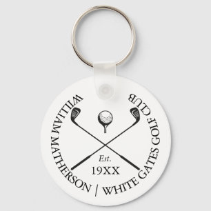 Personalized Modern Classic Golf Club Name Keychain