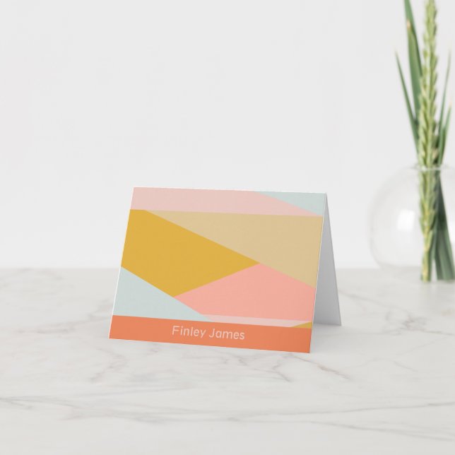 Personalized Modern Colour Block Geometric Abstrac Note Card (Front)
