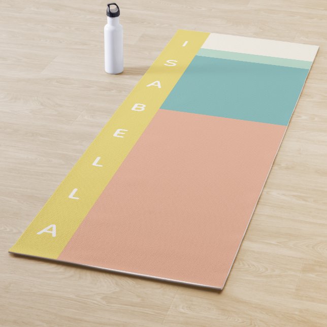 Personalized Modern Colour Block Name Earthy Paste Yoga Mat (In Situ)